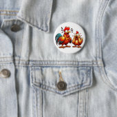 "Barnyard Sparring Chickens" Match Button 缶バッジ (インサイチュ)