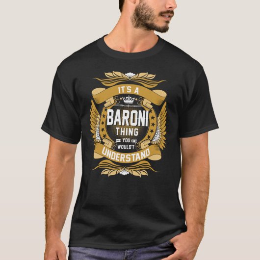 BARONI姓、パーソナライズされた名 Tシャツ (正面)