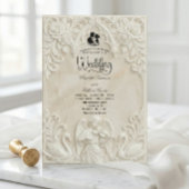 Baroque Angel & Swans Vintage Cream Wedding  招待状