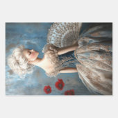 Baroque Ballet, Elegant Rococo Portrait & Poppies ラッピングペーパーシート (正面)