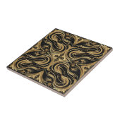 Baroque Black and Gold Swirling Ornate Pattern タイル (側面)