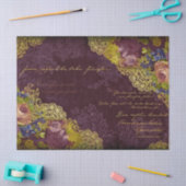 Baroque Burgundy Blooms & Gold Splatter Decoupage 薄葉紙 (クラフト)