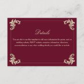 Baroque Burgundy Gold Wedding Details エンクロージャーカード (正面)