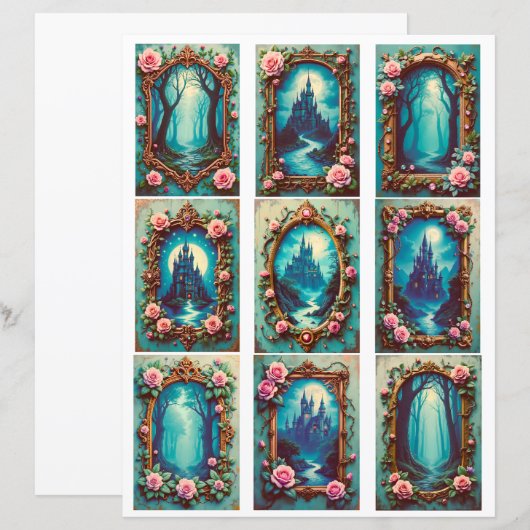Baroque Castle Rose Frame Ephemera Cutouts (正面/裏面)