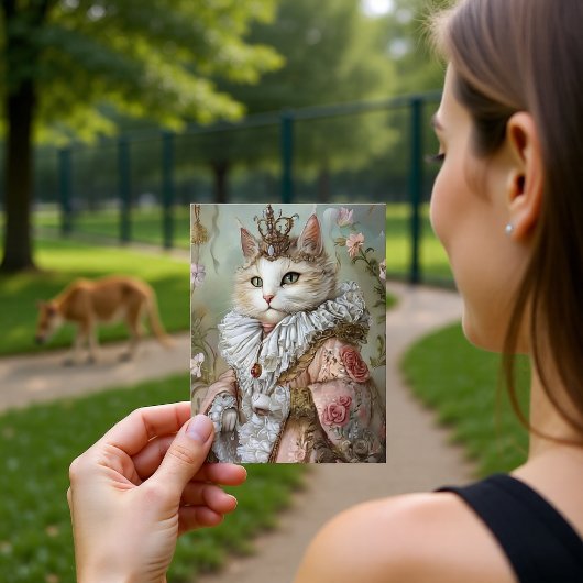 Baroque Cat Royal Portrait Queen Design ポストカード