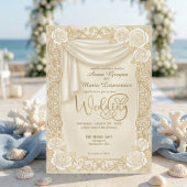 Baroque Cream Rose Faux Gold Foil Diamond Wedding 招待状