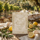 Baroque Cream Rose Faux Gold Foil Diamond Wedding 招待状