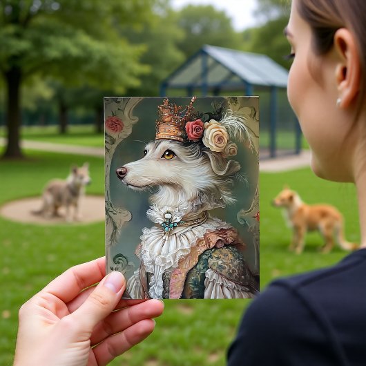 Baroque Dog Royal King Portrait Design ポストカード