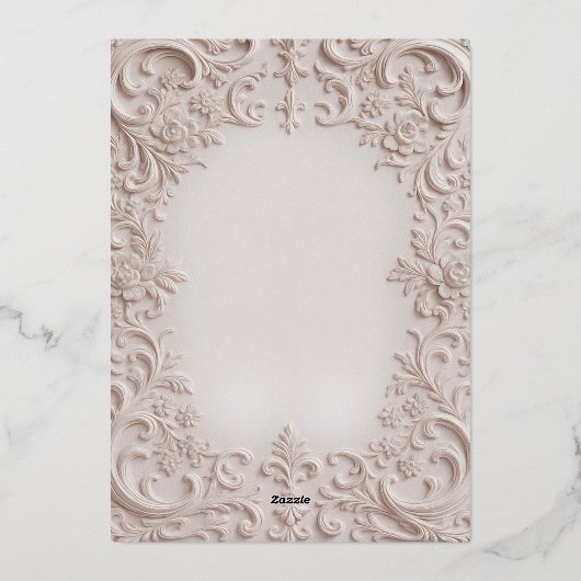 Baroque Elegance Blush Rose Gold Wedding 箔招待状 (裏面)