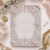 Baroque Elegance Blush Rose Gold Wedding 箔招待状