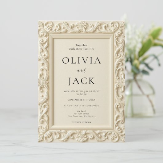 Baroque Elegance Wedding Frame Wedding 招待状 (スタンド正面)
