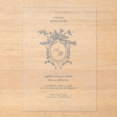 Baroque Elegant Crest Ornament Minimalist Wedding アクリル招待状 (正面)