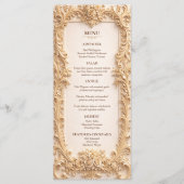 Baroque Elegant Gold Floral Wedding Menu メニュー (正面)