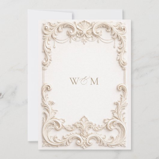 Baroque Elegant Ivory Wedding 招待状 (裏面)