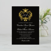 Baroque Elegant Monogram Crest Wedding 箔招待状 (立ち正面)
