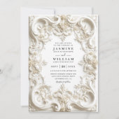 Baroque Embossed Vintage Elegant QR Code Wedding 招待状 (正面)