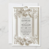Baroque Embossed Vintage Elegant QR Code Wedding 招待状 (正面)