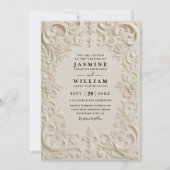 Baroque Embossed Vintage Elegant QR Code Wedding 招待状 (正面)