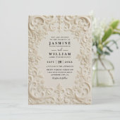 Baroque Embossed Vintage Elegant QR Code Wedding 招待状 (スタンド正面)