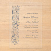 Baroque Floral Border, Wedding Acrylic Invitation アクリル招待状 (正面)