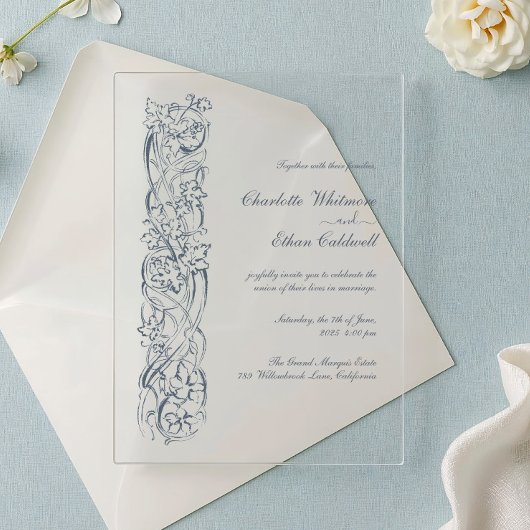 Baroque Floral Border, Wedding Acrylic Invitation アクリル招待状