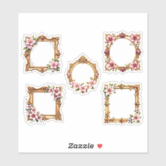 Baroque Floral Frame Cutout Sticker Sheet シール (シート)
