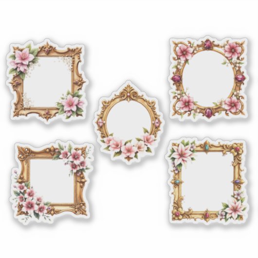 Baroque Floral Frame Cutout Sticker Sheet シール (正面)