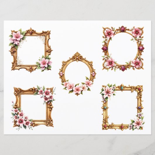 Baroque Floral Frame Scrapbook Paper Cutouts (正面)