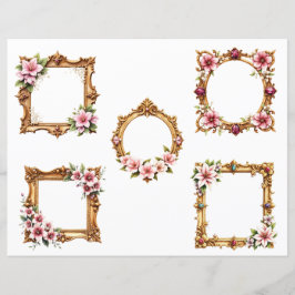 Baroque Floral Frame Scrapbook Paper Cutouts