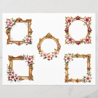 Baroque Floral Frame Scrapbook Paper Cutouts