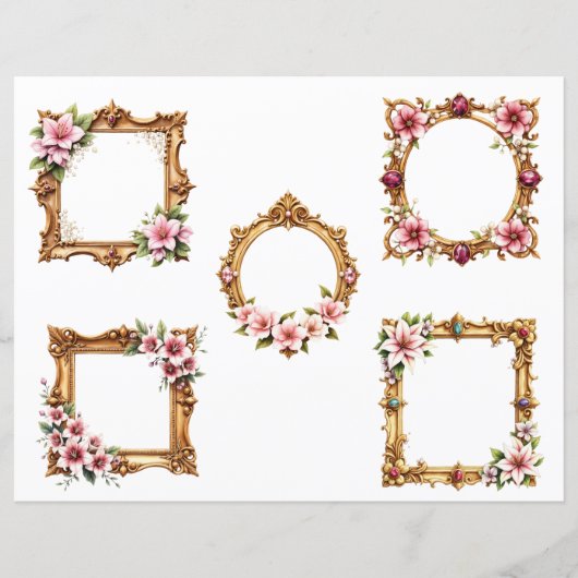 Baroque Floral Frame Scrapbook Paper Cutouts (正面)