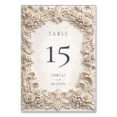  Baroque Floral Ornate Ivory Wedding Table Card テーブルナンバー (正面)