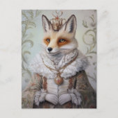 Baroque Fox Royal Queen Portrait Design ポストカード (正面)
