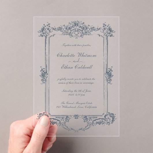 Baroque Frame Elegant Wedding Acrylic Invitation アクリル招待状 (インサイチュ (ポータブル))