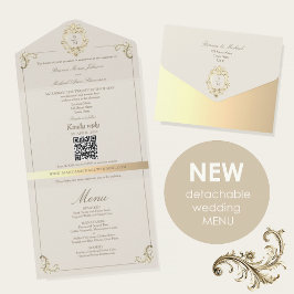 Baroque Gold All In One Wedding Invite + Menu オールインワン招待状