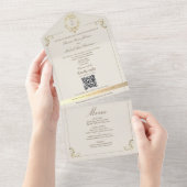 Baroque Gold All In One Wedding Invite + Menu オールインワン招待状 (貼ってはがせる)