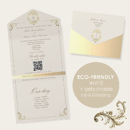 Baroque Gold All In One Wedding Invite + Timeline オールインワン招待状