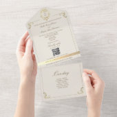 Baroque Gold All In One Wedding Invite + Timeline オールインワン招待状 (貼ってはがせる)