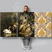 Baroque Gold Damask Lady Swan Portrait Set ラッピングペーパーシート
