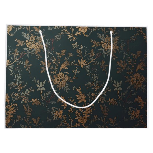 Baroque Gold Floral Gift Bag – Gothic Victorian  ラージペーパーバッグ (裏面)