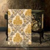 Baroque Gold Grey Damask Repeat Pattern Design 薄葉紙