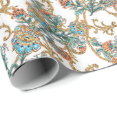 Baroque Golden Floral Elegant ラッピングペーパー (ロールコーナー)