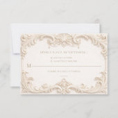 Baroque Ivory Elegant Wedding RSVP Card (正面)