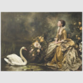 Baroque Lady Swan Gold Floral Landscape Scene 薄葉紙 (正面)