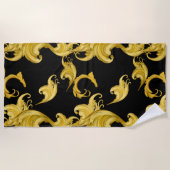 Baroque leaf,abstract,vintage flowers art ビーチタオル (正面)