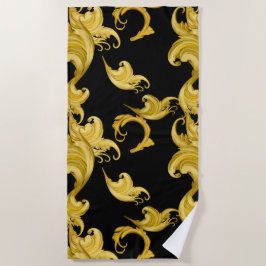 Baroque leaf,abstract,vintage flowers art ビーチタオル