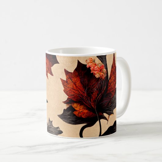 Baroque Maple Leaves Pattern コーヒーマグカップ (正面右)