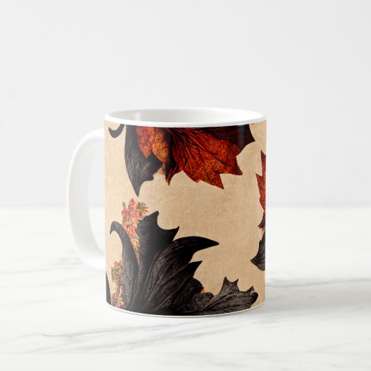 Baroque Maple Leaves Pattern コーヒーマグカップ (正面左)