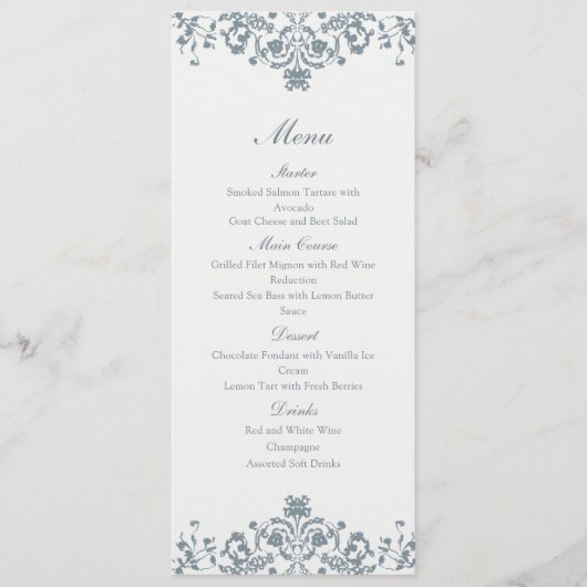 Baroque Ornament Elegant Wedding Menu メニュー (正面)