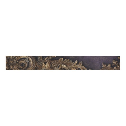Baroque Ornate Gold and Midnight Purple Ribbon グログランリボン (正面)